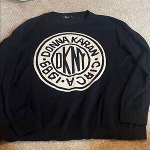 DKNY Black and White Crewneck Sweater